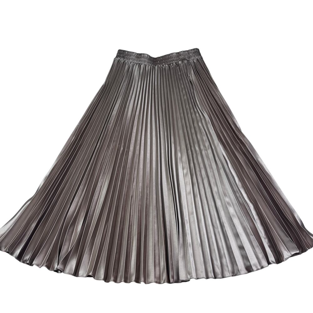 Lucy Paris Noelle Pleated Midi Skirt Dressy Champagne Metallic Women's Size XS